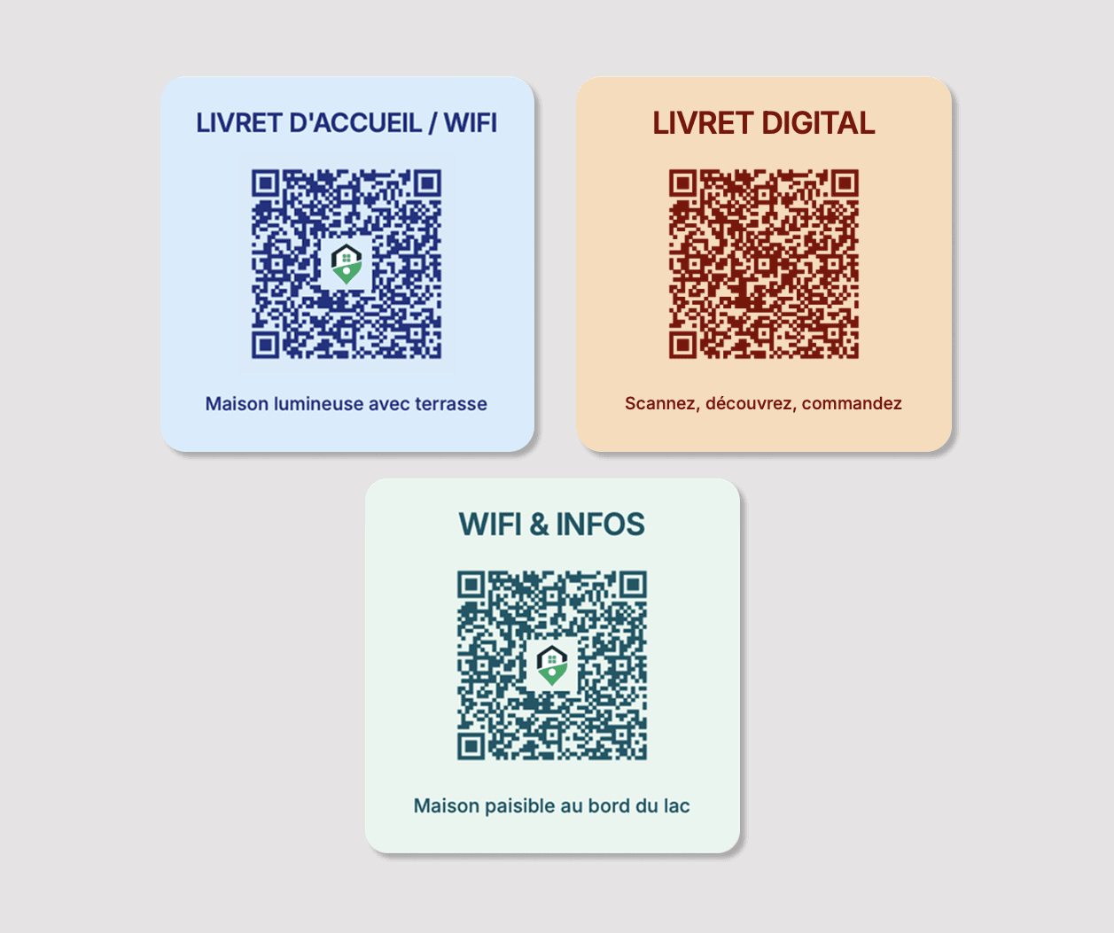 Tre esempi di magneti QR personalizzati